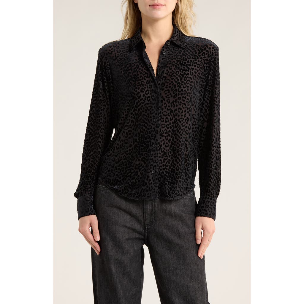 Rag & Bone Lima Burnout High-low Button-up Shirt In Black