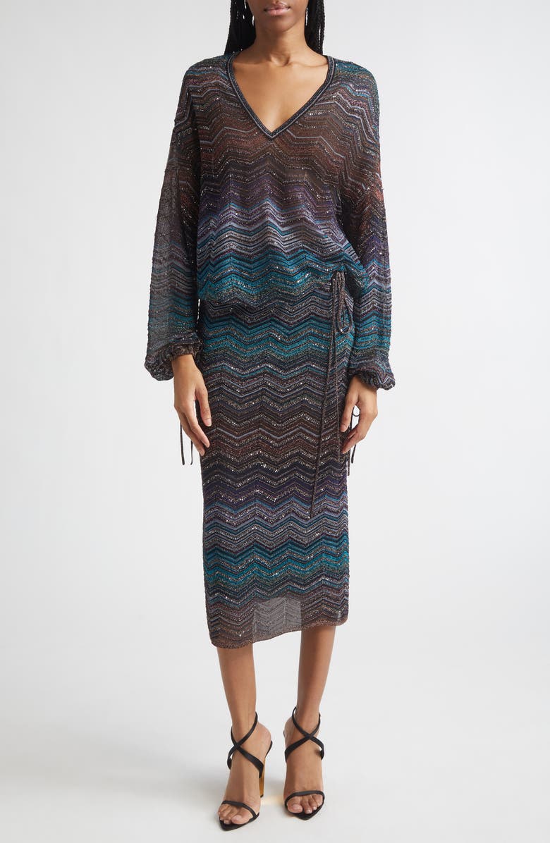 Missoni Zigzag Metallic Sequin Sweater, Alternate, color, Dark Blue Tones