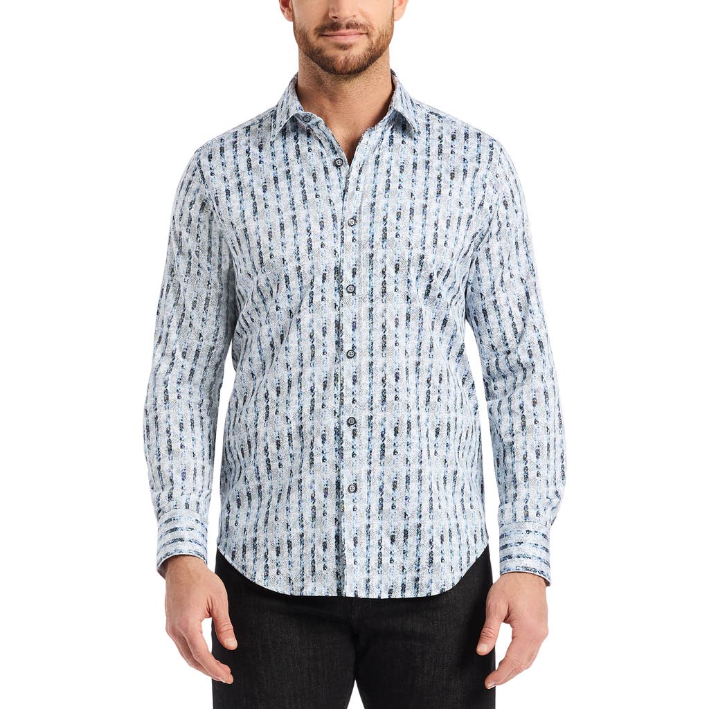 Robert Graham Wooster Stripe Stretch Cotton Button-up Shirt In Blue