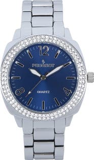 Peugeot Boyfriend Round Crystal Bracelet Watch- 40MM