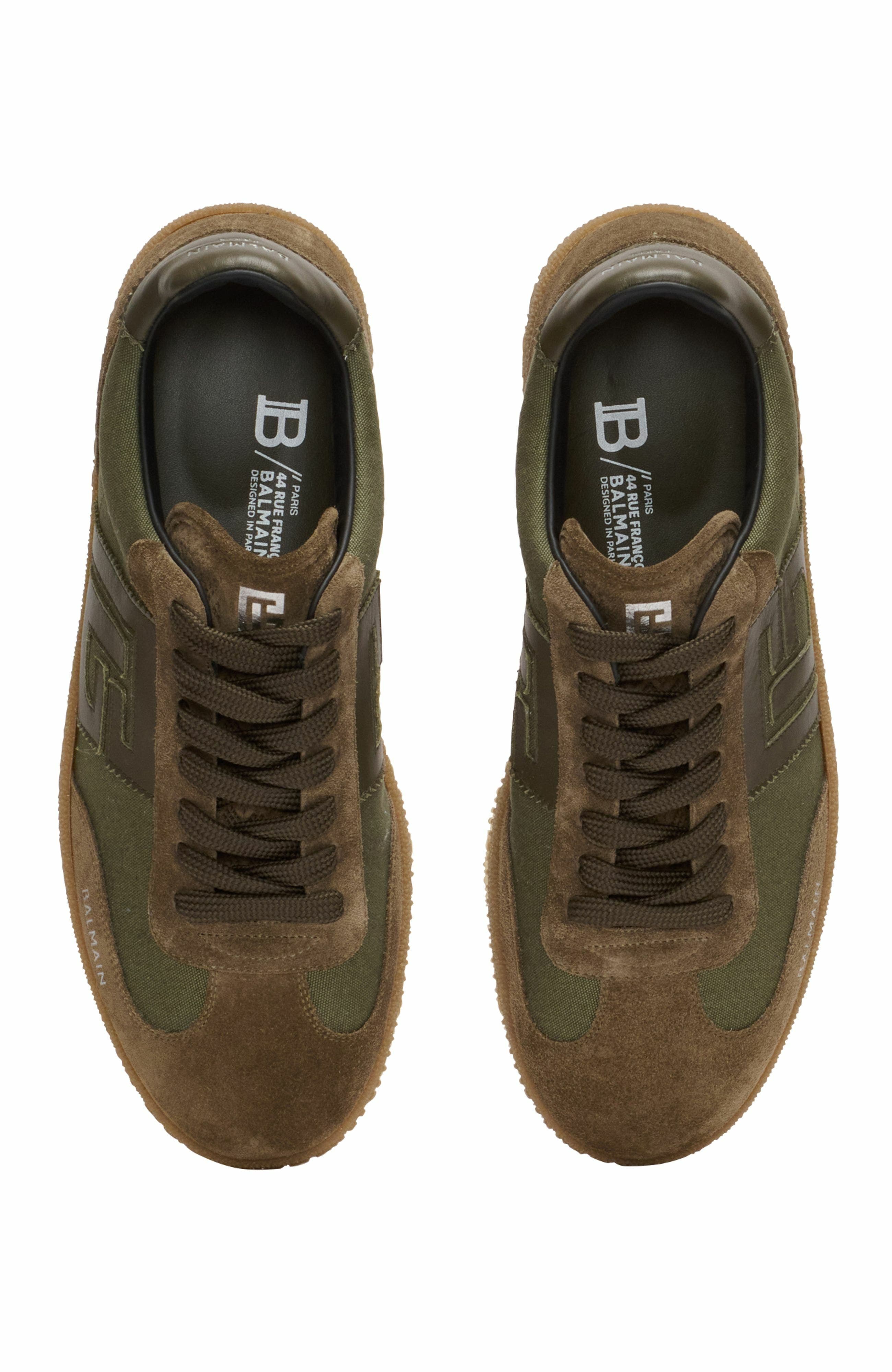 Balmain Swan Trainers In Leather And Canvas, Alternate, color, 