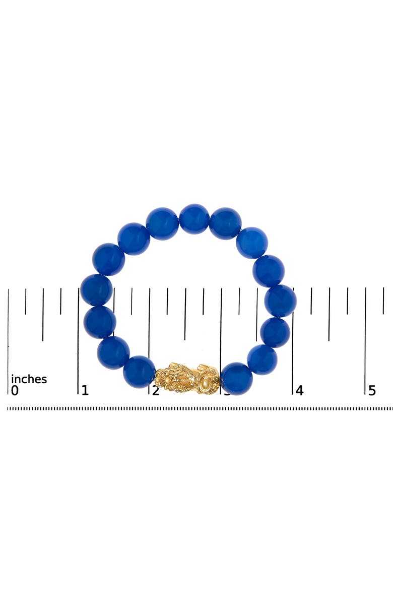 18K Yellow Gold Blue Agate Beaded Dragon Charm Bracelet, Alternate, color, Yellow Gold