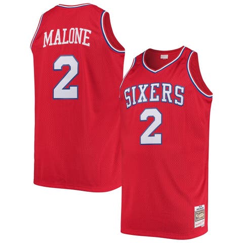 Men's Mitchell & Ness Moses Malone Red Philadelphia 76ers 1982/83 Big & Tall Hardwood Classics Swingman Jersey