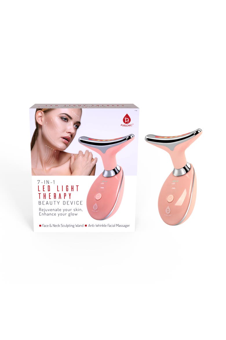 7-in-1 LED Light Therapy Beauty Device - Red Light Therapy Face & Neck Sculpting Wand, Alternate, color, Pink