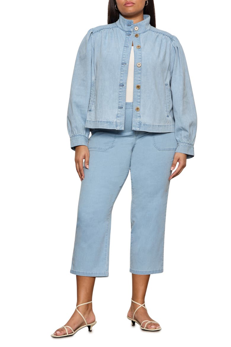 Button-Up Denim Jacket, Alternate, color, PURPLE WHISPER