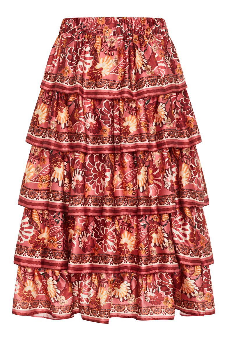 Allie Floral Tiered Skirt, Alternate, color, ROSE PRINT