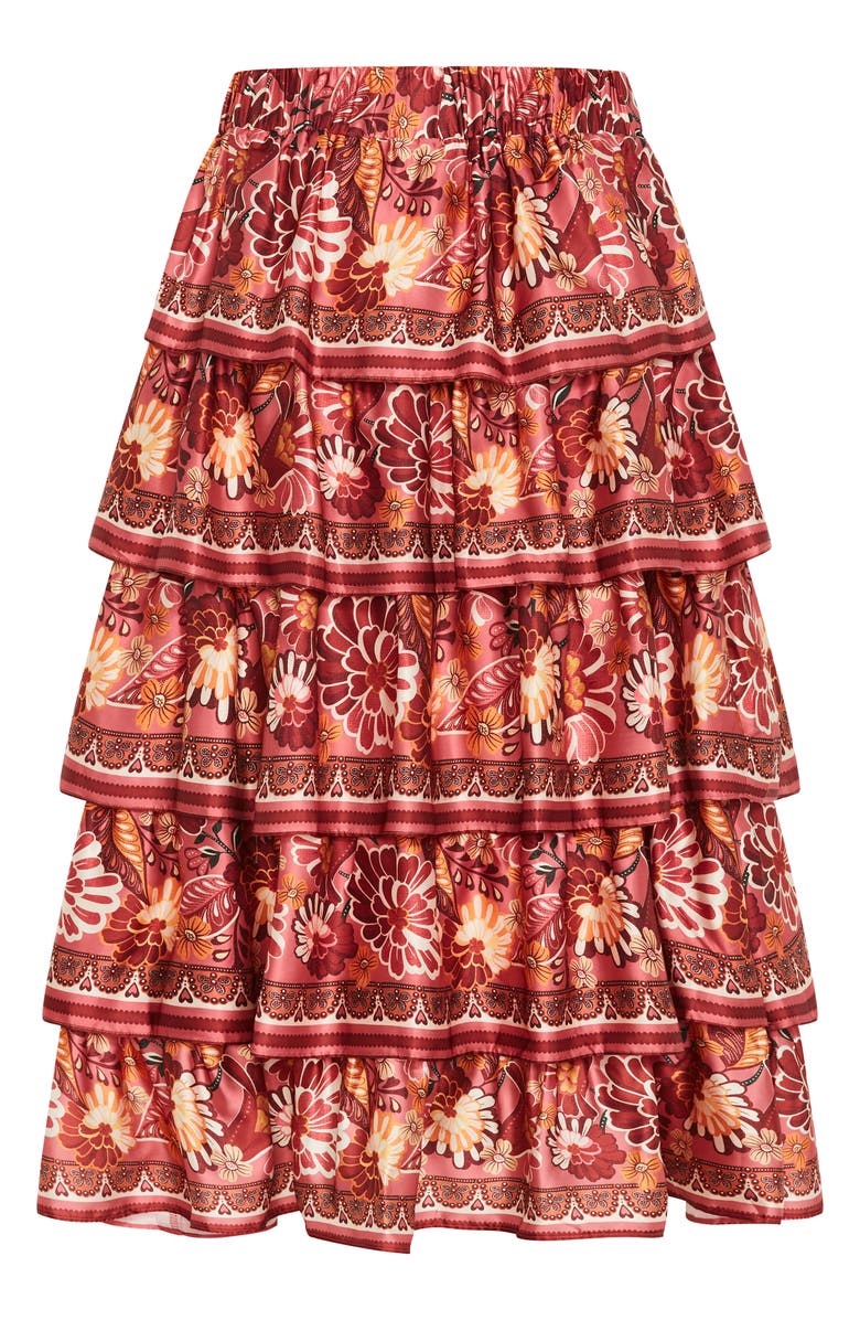 City Chic Allie Floral Tiered Skirt, Alternate, color, Rose Print