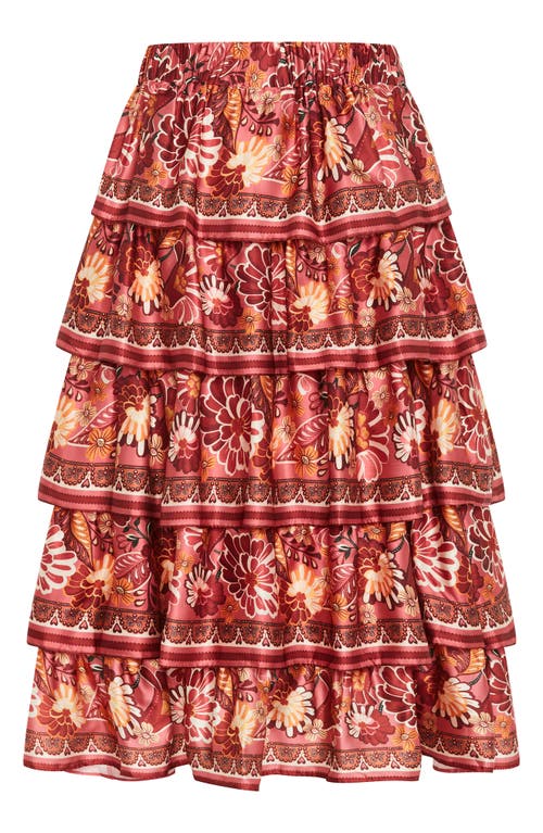 City Chic Allie Floral Tiered Skirt In Pink