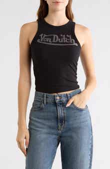Von Dutch Rhinestone Ribbed Tank