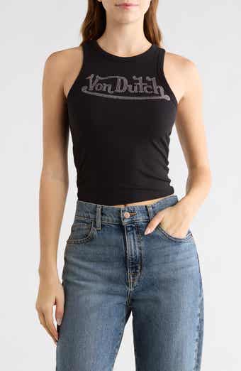 Von Dutch Rhinestone Ribbed Tank