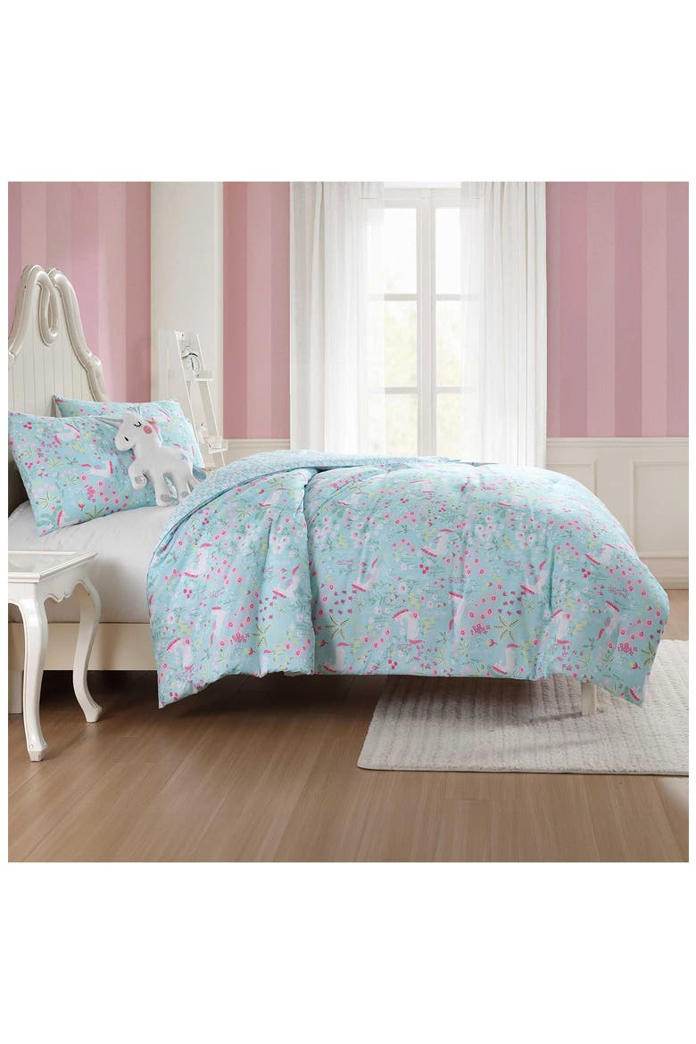 Magical Unicorns 3-Piece Queen Microfiber Comforter & Sham Set, Alternate, color, BRIGHT BLUE