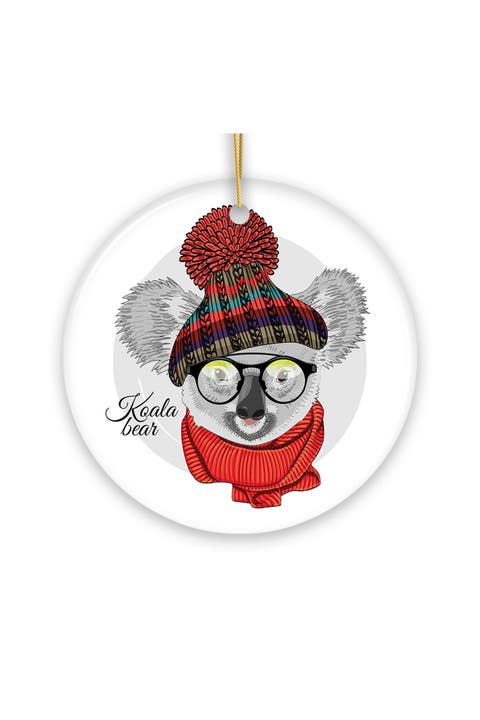 Winter Koala Bear Pom Hat And Scarf Ornament