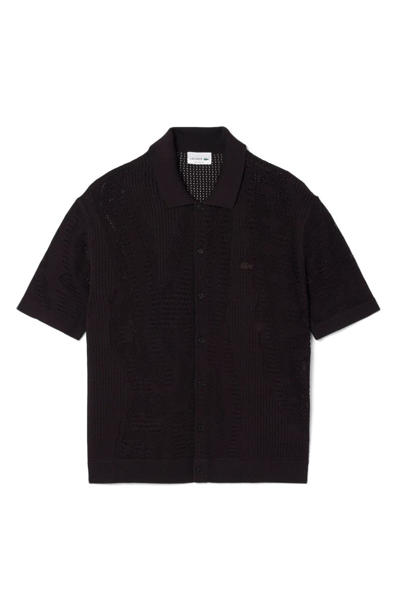 Lacoste Summer Pack Short Sleeve Cardigan, Alternate, color, Buffalo