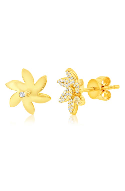 Suzy Levian Diamonds 14k Gold Diamond Flower Stud Earrings In Yellow