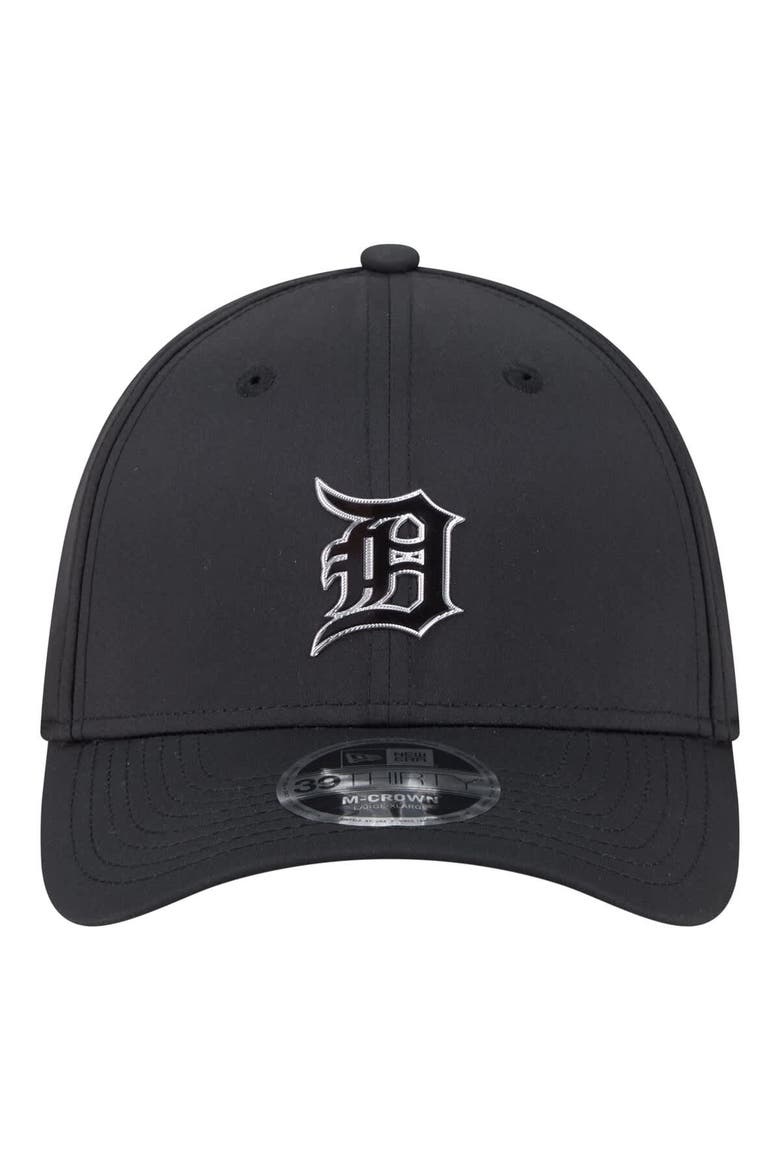 Men's New Era  Black Detroit Tigers Metallic 39THIRTY M-Crown Flex Hat, Alternate, color, Black