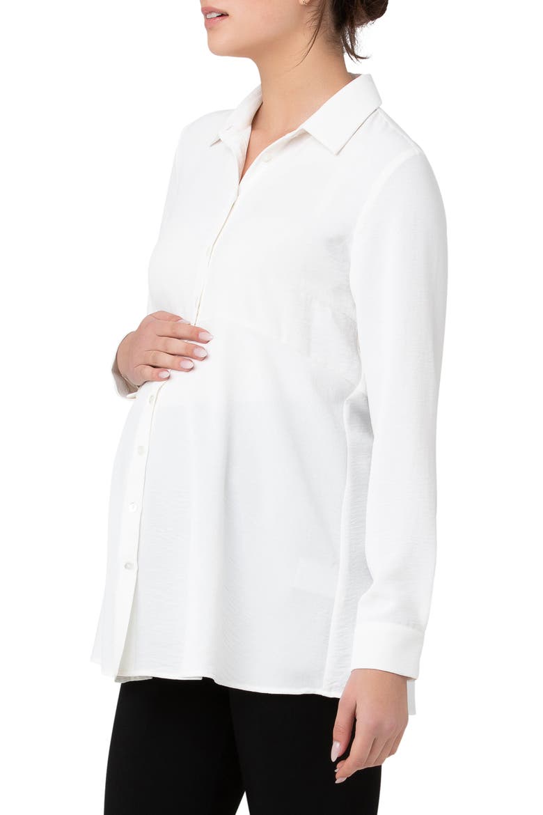 Tina Maternity/Nursing Peplum Shirt, Alternate, color, WHITE