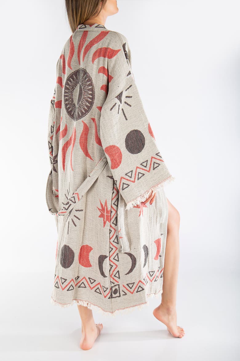 Evora Handmade Cotton Boho Robe Cover-Up, Alternate, color, Light Grey