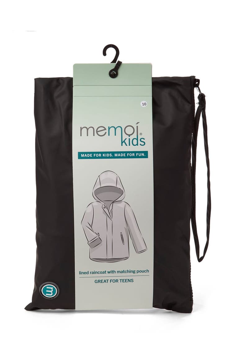 Teens Classic Hooded Lined Raincoat with Included Carry Pouch, Alternate, color, Black