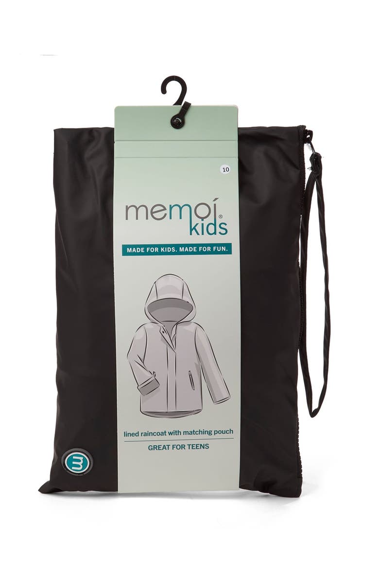 MeMoi Teens Classic Hooded Lined Raincoat with Included Carry Pouch, Alternate, color, Black