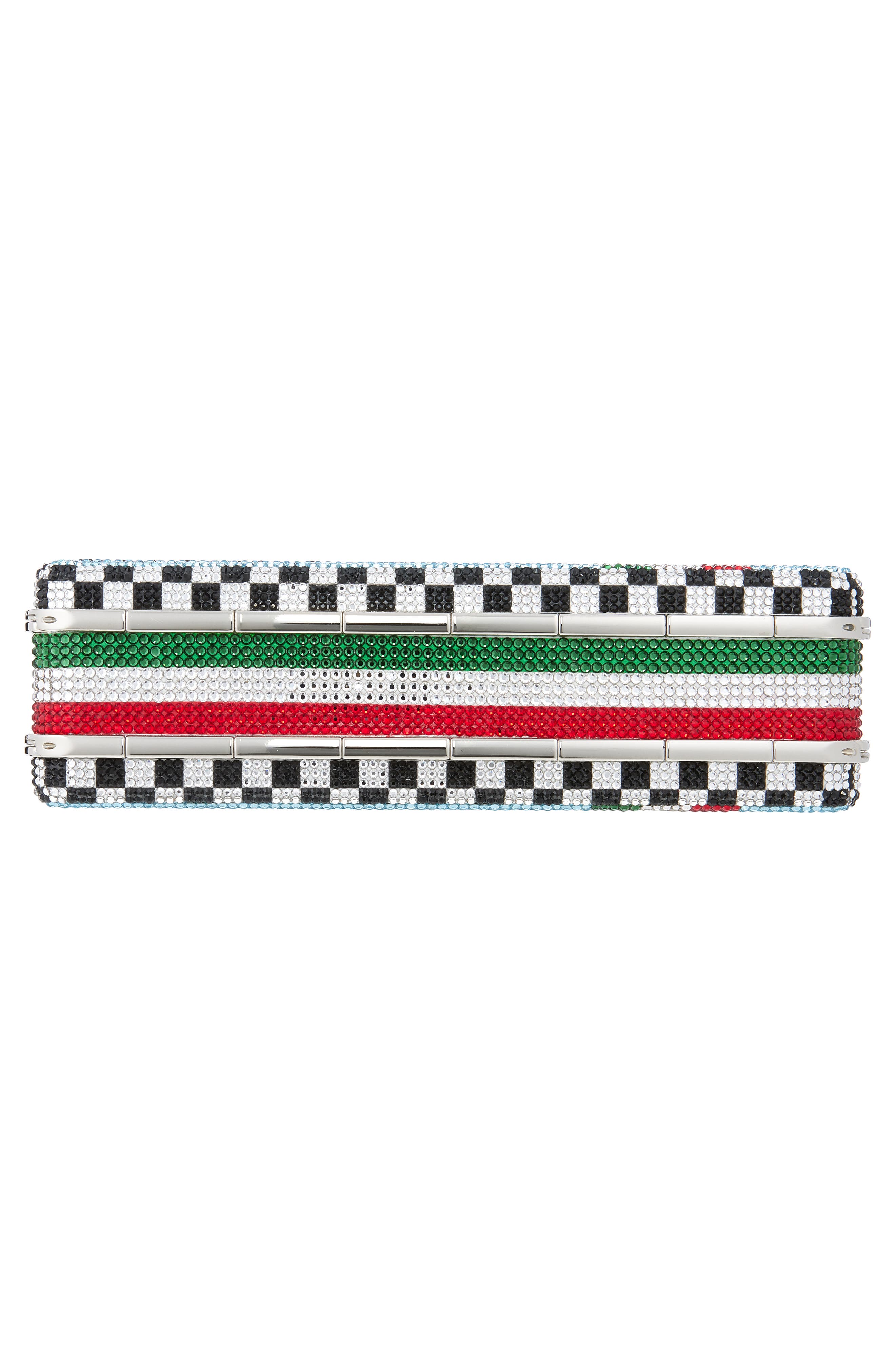 JUDITH LEIBER COUTURE Beep Beep Crystal Embellished Lunch Box Clutch, Alternate, color, Silver Sapphire Multi