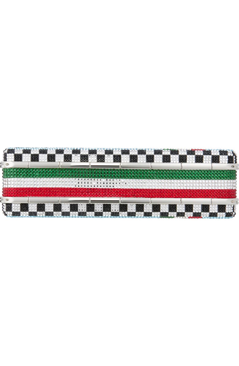 JUDITH LEIBER COUTURE Beep Beep Crystal Embellished Lunch Box Clutch, Alternate, color, Silver Sapphire Multi