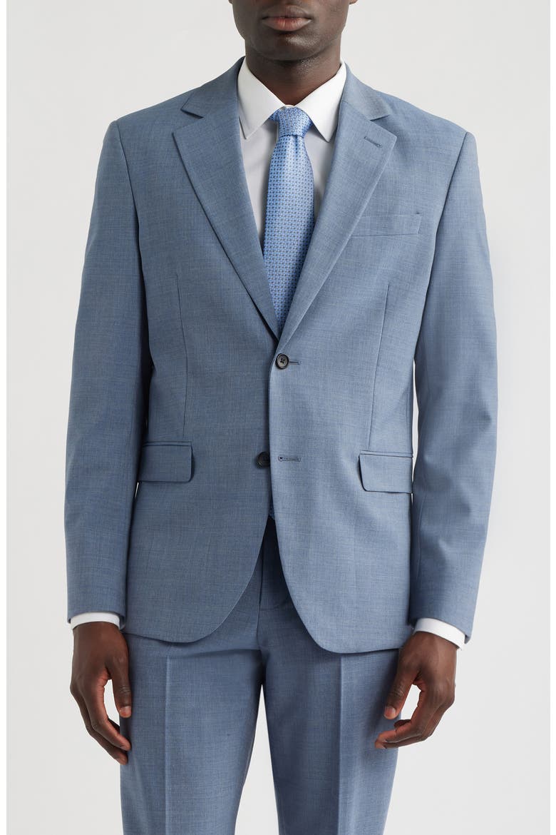 Henrik Trim Fit Solid Stretch Wool Suit Jacket, Main, color, GREY BLUE CROSSHATCH