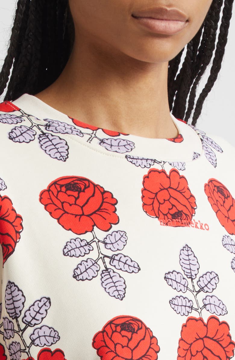 Marimekko Floral Print Sweatshirt, Alternate, color, Off White Red Lilac