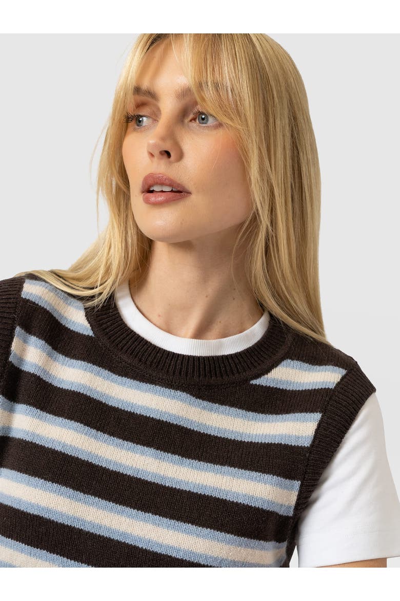 Oxford Cashmere Sleeveless Knit, Alternate, color, Brown Stripe