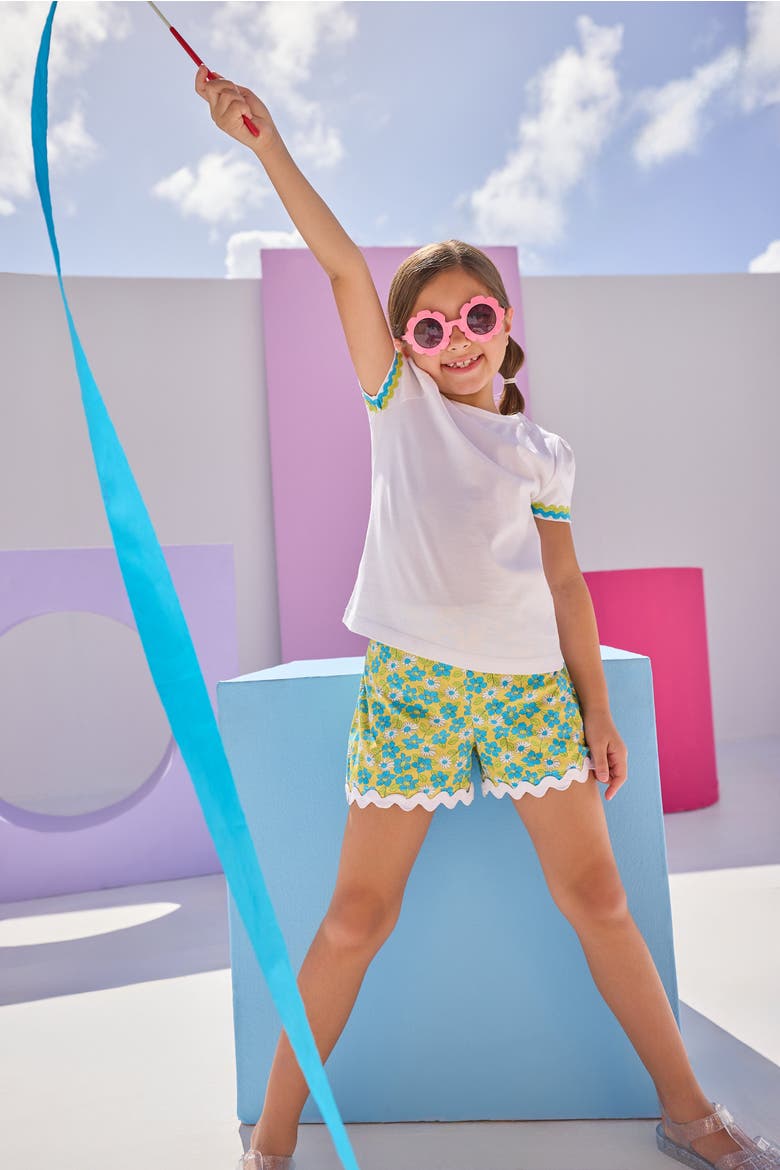 Kids' RicRac Shorts, Alternate, color, Jonquille Floral