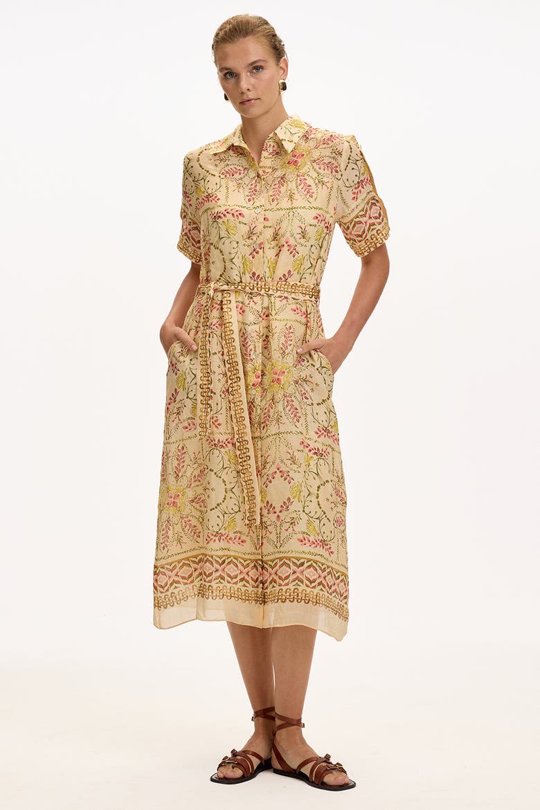 Abbey Short Sleeve Printed Midi Dress, Alternate, color, Multi Color
