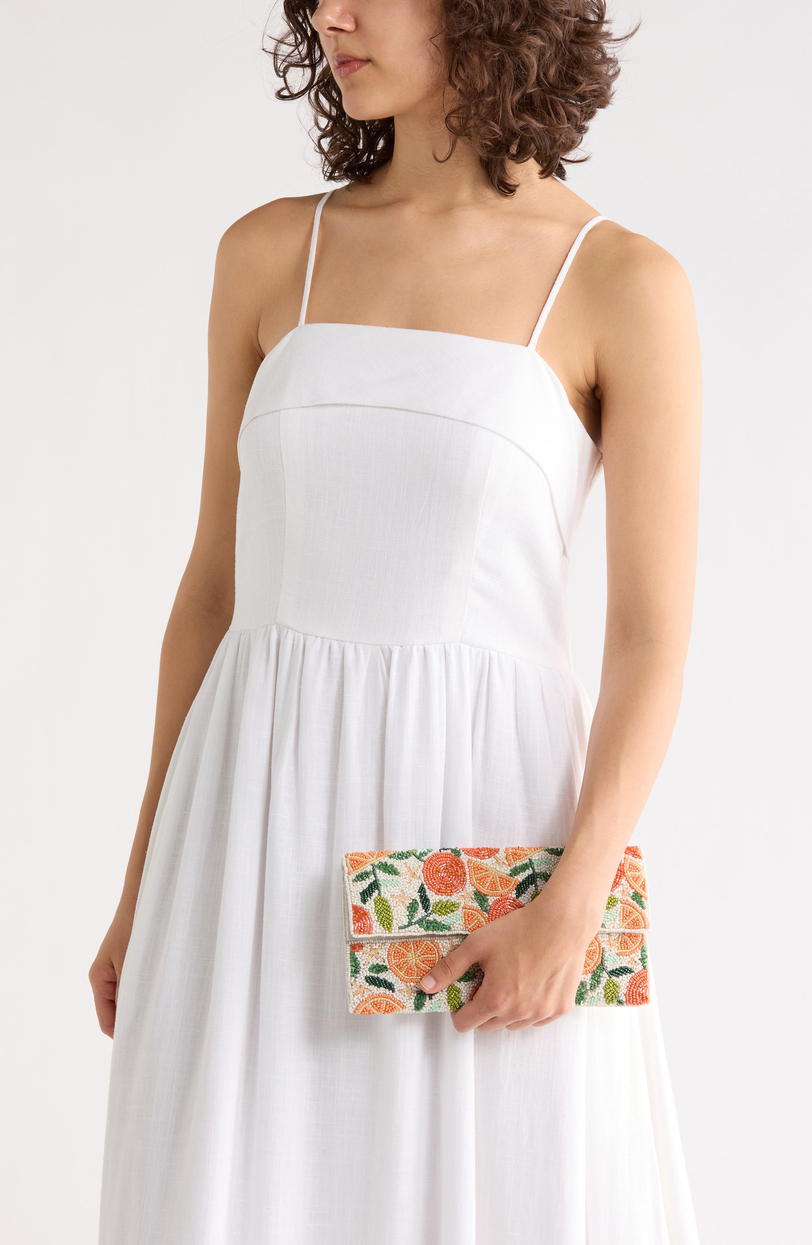 Collection XIIX Orange Beaded Flap Envelope Clutch, Alternate, color, Orange Multi