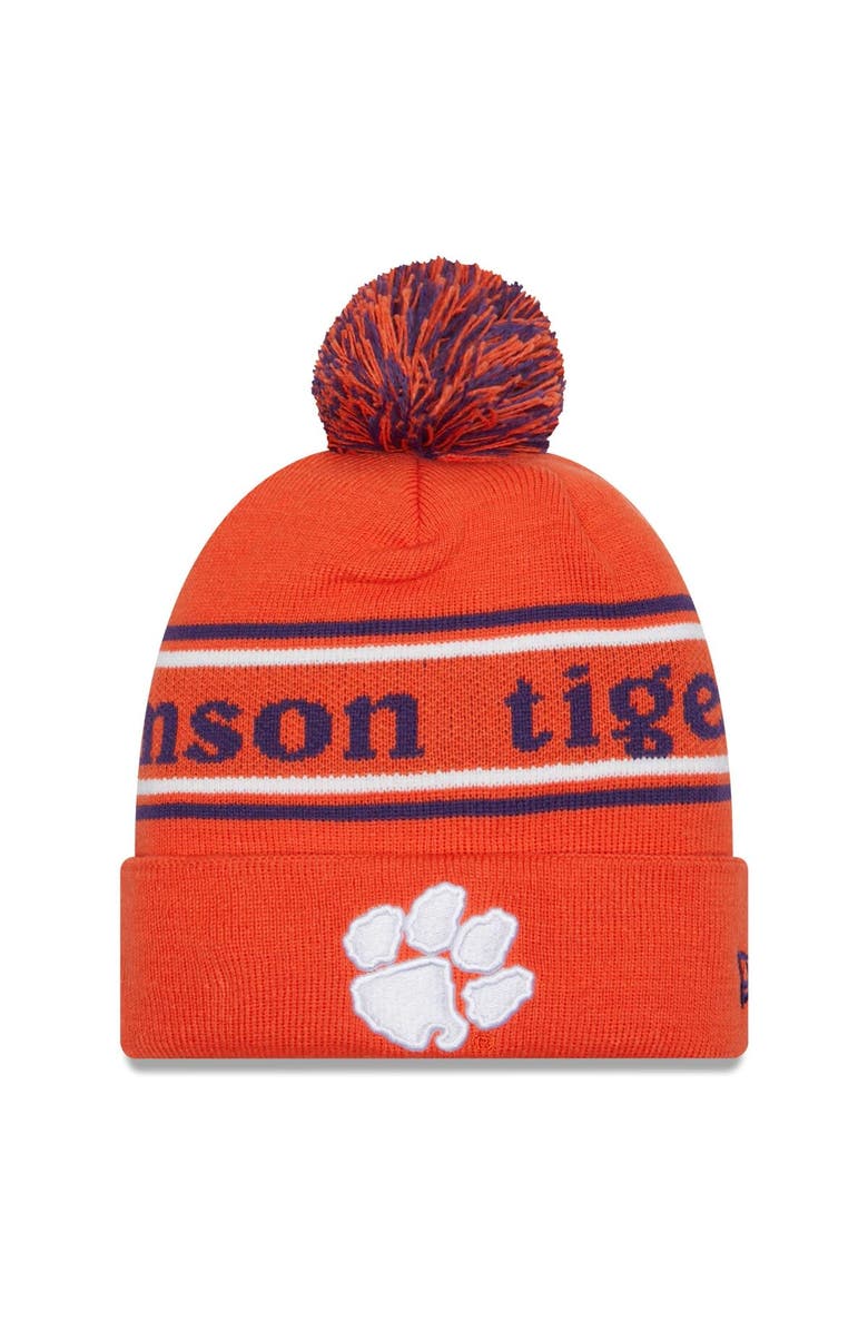 New Era Men's New Era Orange Clemson Tigers Marquee Cuffed Knit Hat with Pom, Main, color, Orange