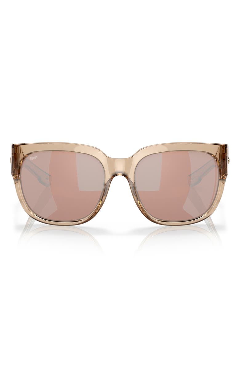 Costa Del Mar Waterwoman 58mm Polarized Mirrored Square Sunglasses, Main, color, Blonde Crystal / Copper 580P