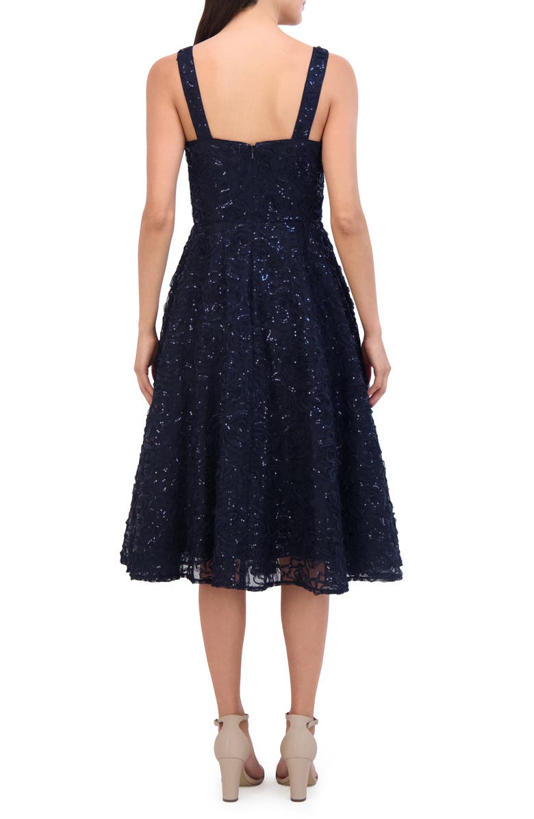 Eliza J Sequin Sleeveless Midi Fit & Flare Dress, Alternate, color, 