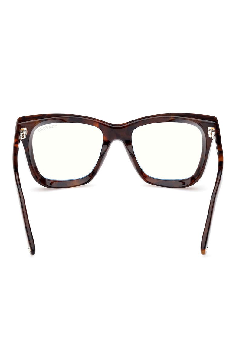 52mm Square Blue Light Blocking Glasses, Alternate, color, DARK HAVANA