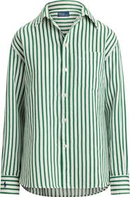 Polo Ralph Lauren Oversize Stripe Linen & Cotton Button-Up Shirt