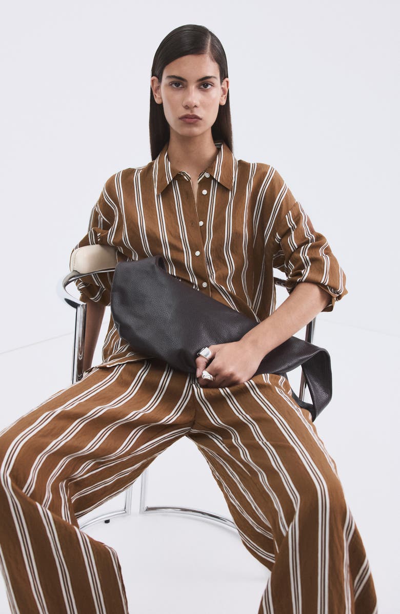 MANGO Stripe Straight Button-Up Shirt, Alternate, color, 