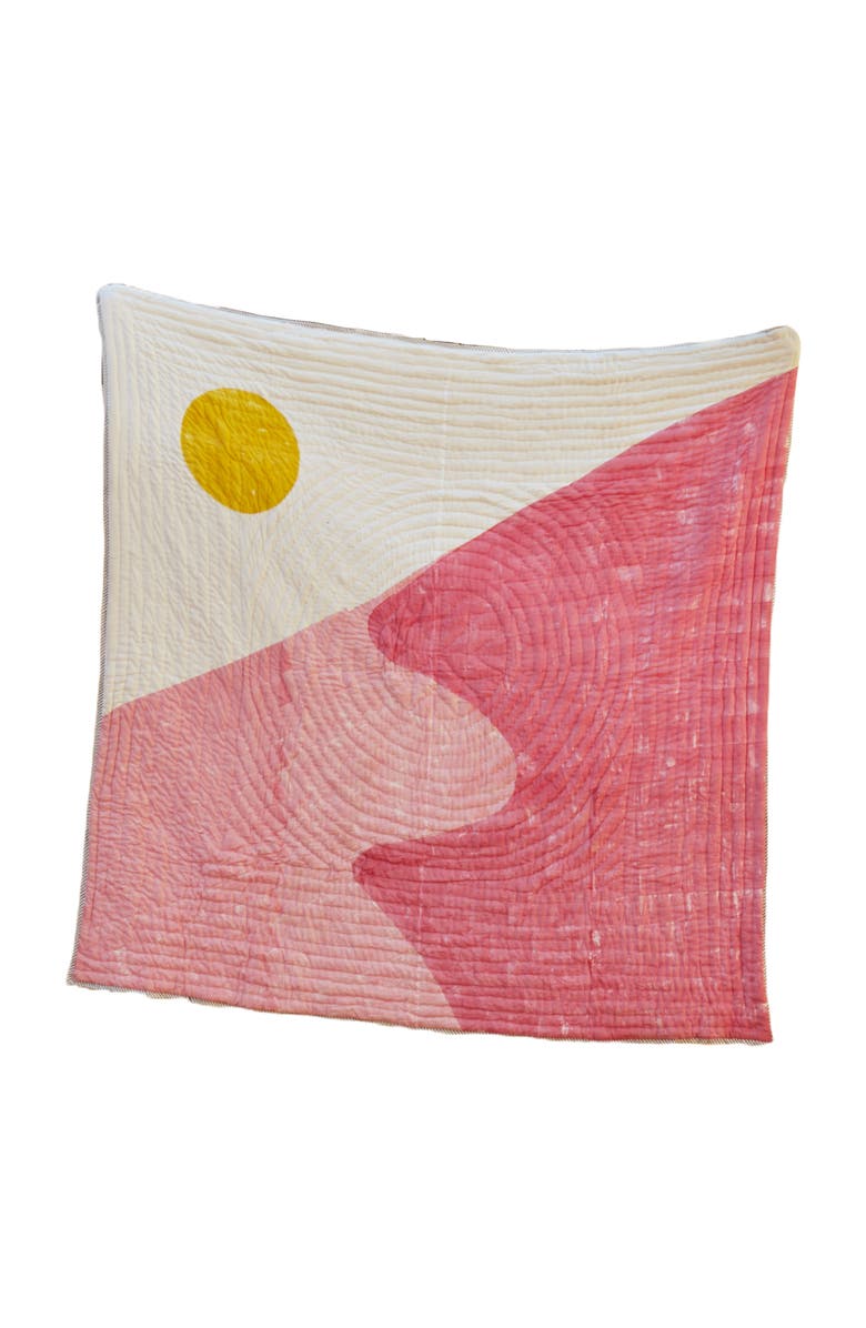 CQC LA Dune Quilt Bedding Set with 2 Shams, Main, color, Pink,Yellow, White