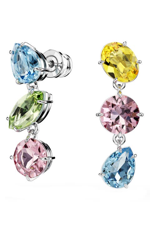 Gema Crystal Mismatched Drop Earrings