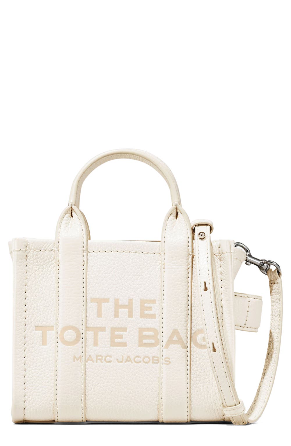 The Leather Crossbody Tote Bag, color, COTTON/SILVER