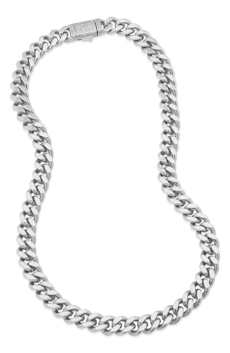 SAVVY CIE JEWELS Pavé Cubic Zirconia Chunky Curb Chain Necklace, Main, color, White