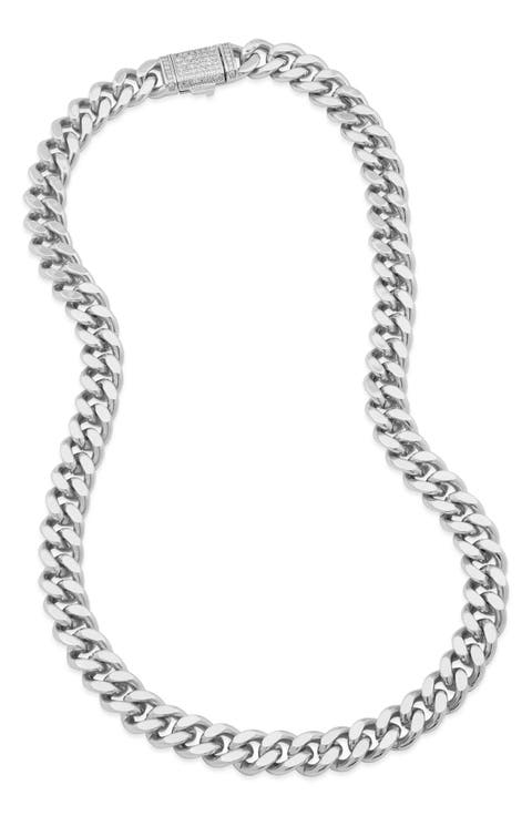 Pavé Cubic Zirconia Chunky Curb Chain Necklace