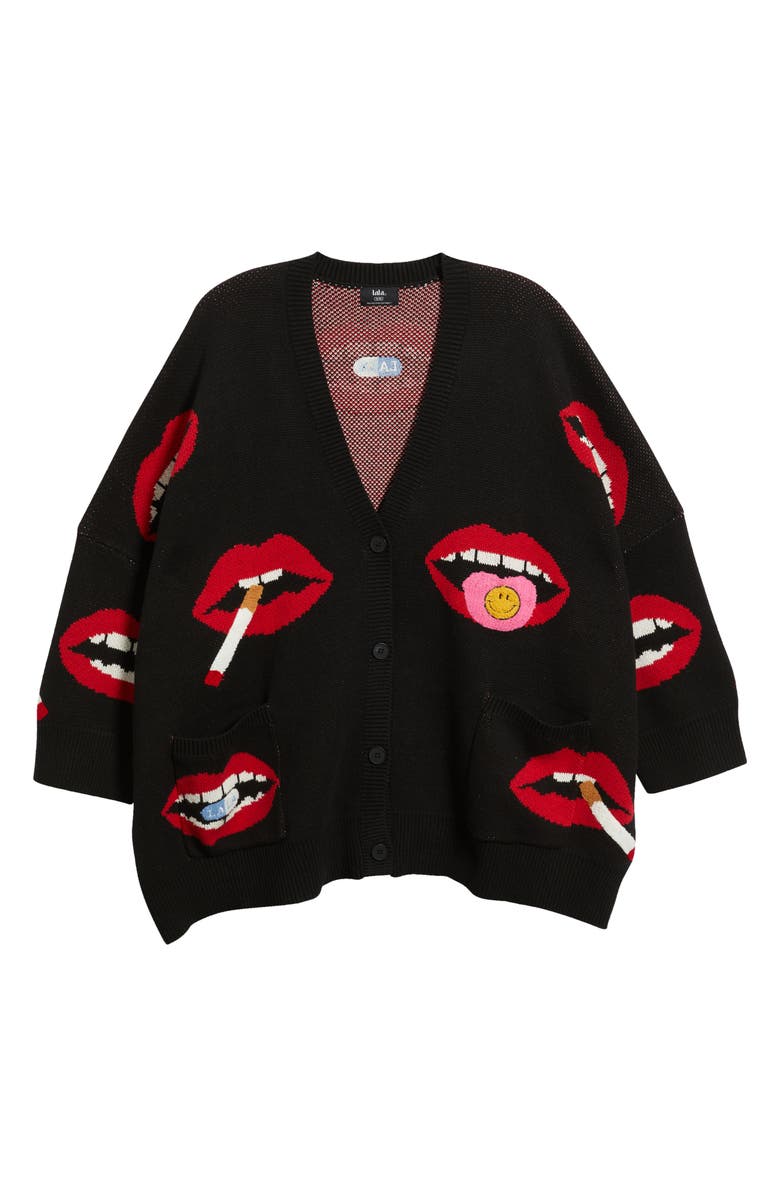 Dressed in Lala Smoking Mouth Oversize Cardigan, Alternate, color,