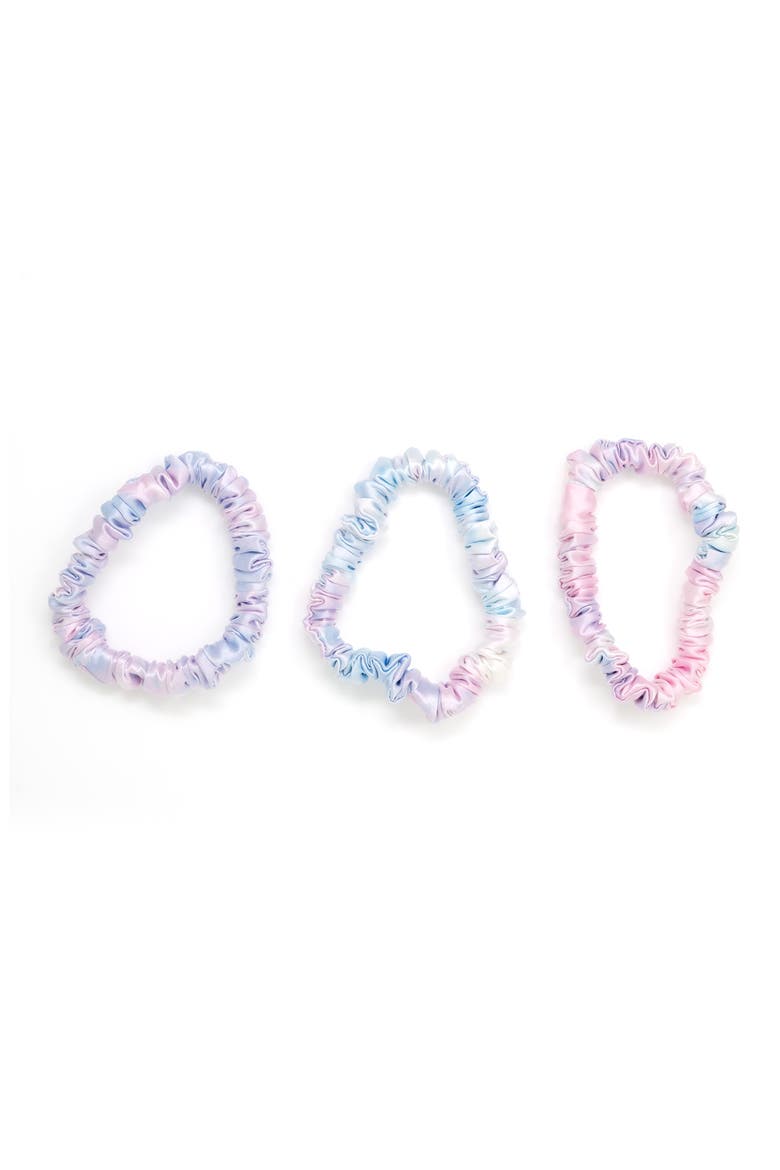 3-Pack Skinny Silk Scrunchies, Main, color, TIE DYE