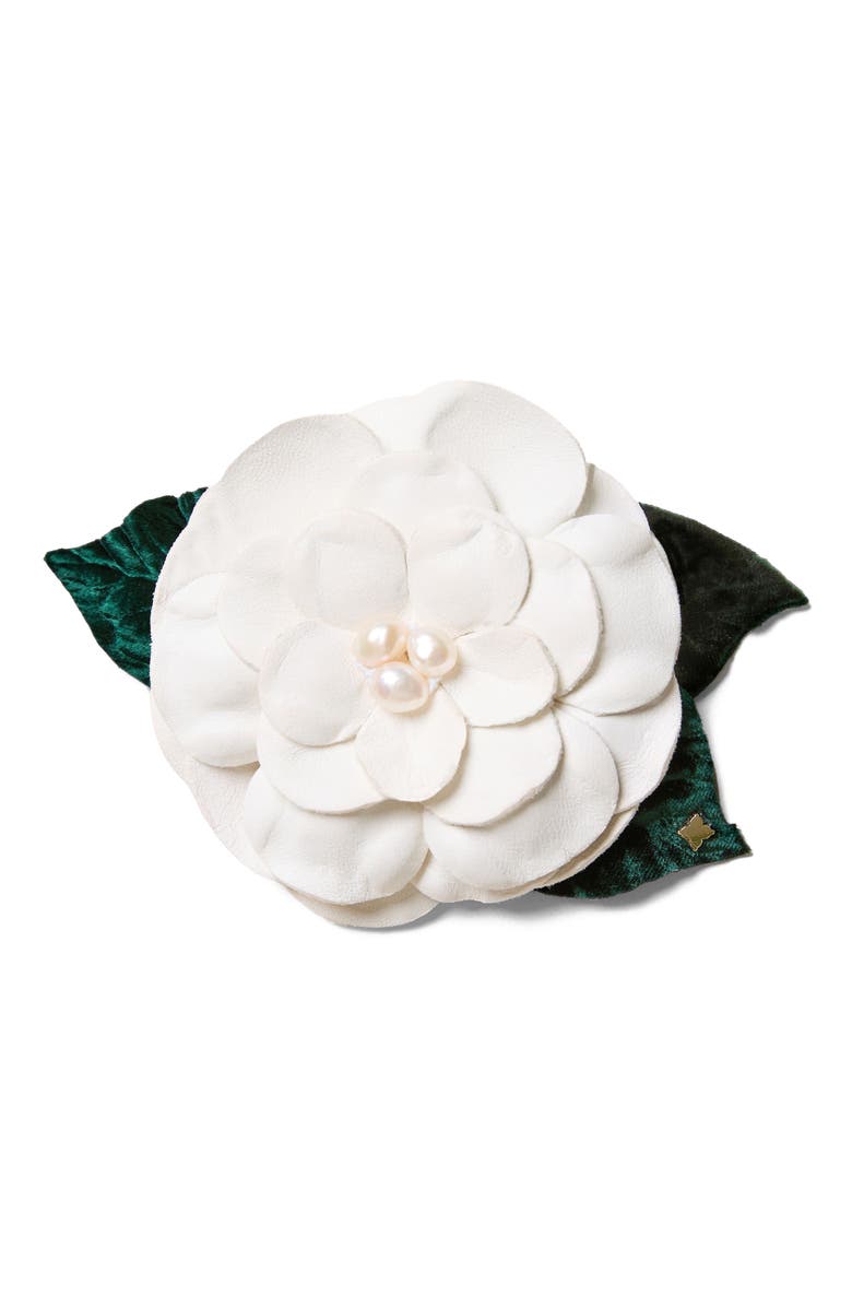 Helena Simon The Small White Gardenia Floral Brooch, Main, color, White