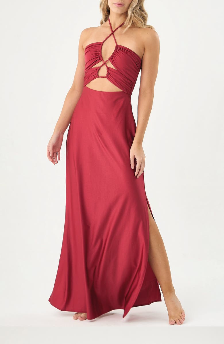 BOAMAR Dasha Halter Cover-Up Maxi Dress, Main, color, Red