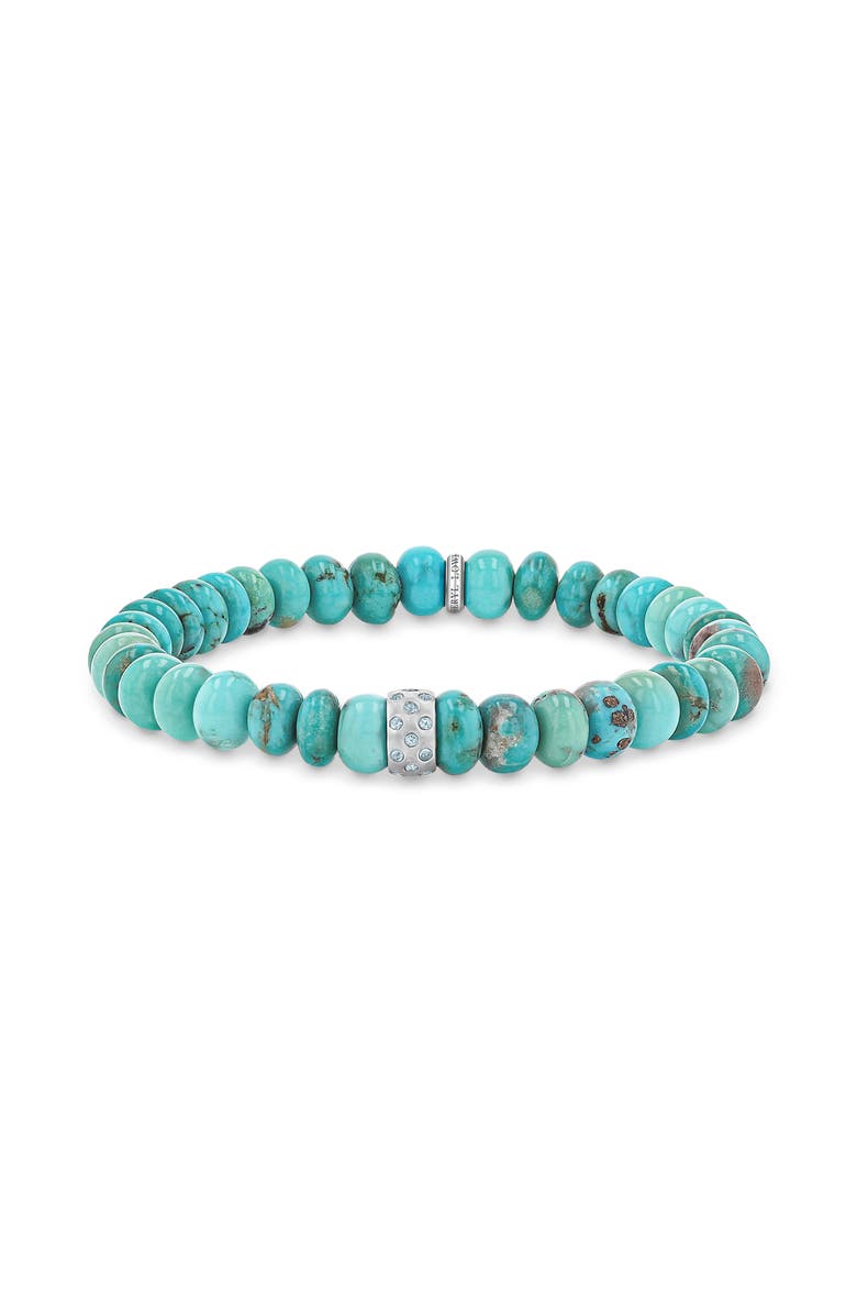 Sheryl Lowe Turquoise 7mm Bead Bracelet with Swiss Blue Topaz Rondelle, Main, color, Turquoise / Sterling Silver