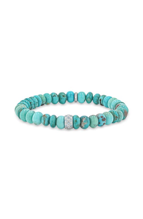 Sheryl Lowe Turquoise 7mm Bead Bracelet With Swiss Blue Topaz Rondelle In Turquoise/sterling Silver