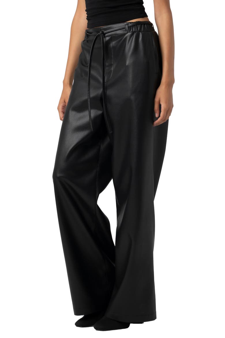 Low Rise Baggy Faux Leather Pants, Alternate, color, ACES HIGH