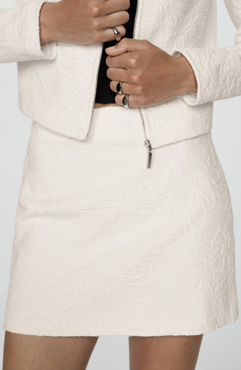 MANGO Textured Cotton Blend Miniskirt, Alternate, color, 